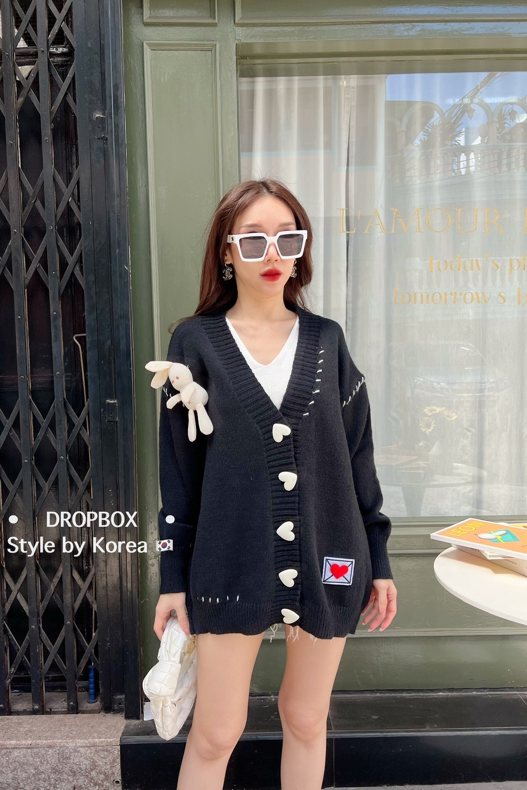 Korea Cadigan With Envelope & Bear 3D Brooch เสื้อใหม่พรหมคาดิแกนแขนยาวรุ่นนี้น่ารักมากมาพานิ่มทรงสวย