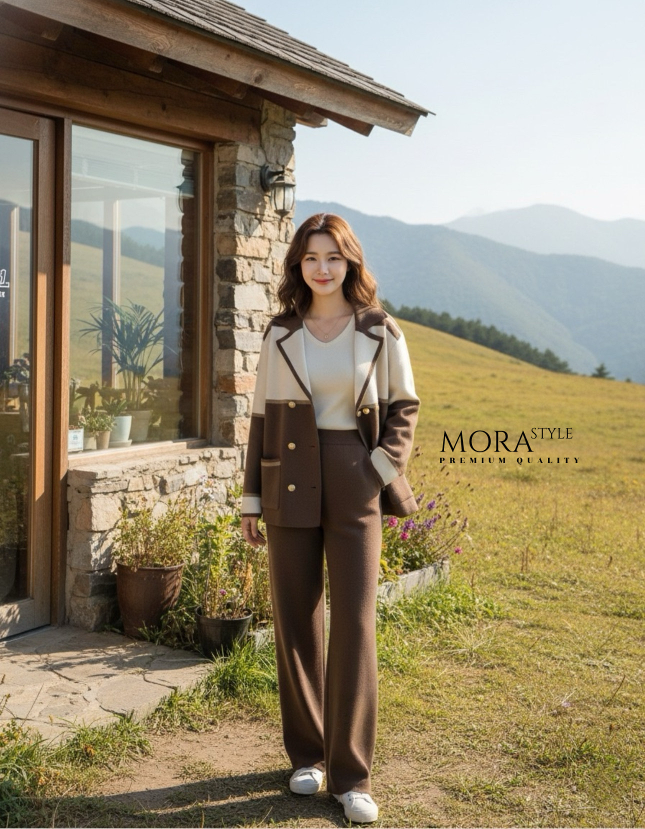 เซ็ตไหมพรม 2 ชิ้น เสื้อแขนยาวทูโทนแต่งกระดุมด้านหน้า มาพร้อมกับกางเกงขายาว ผ้าใส่สบายไม่ร้อน ใส่เที่ยวใส่ออกงานได้ เป็นอีกรุ่นที่ต้องมีติดตู้นะคะ