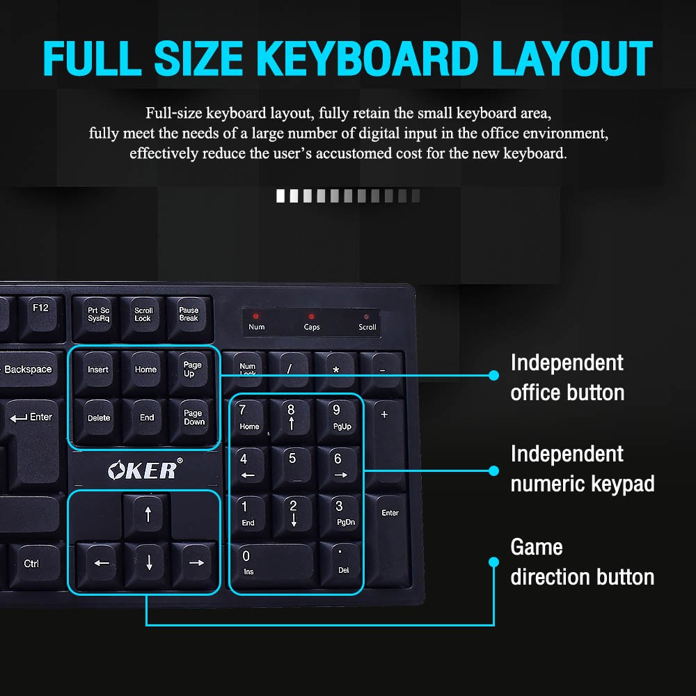 K-290 OKER KEYBOARD 2.4 GHz. wireless KB-UB-OK-K290B