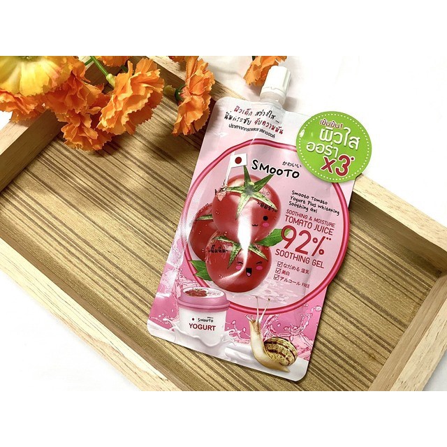 (1ซอง) สมูทโตะ โทเมโทบัลกาเรียโยเกิร์ตไวท์เทนนิ่ง ซูทติ้งเจล Smooto Tomato Yogurt Plus Whitening Soothing Gel 4.9