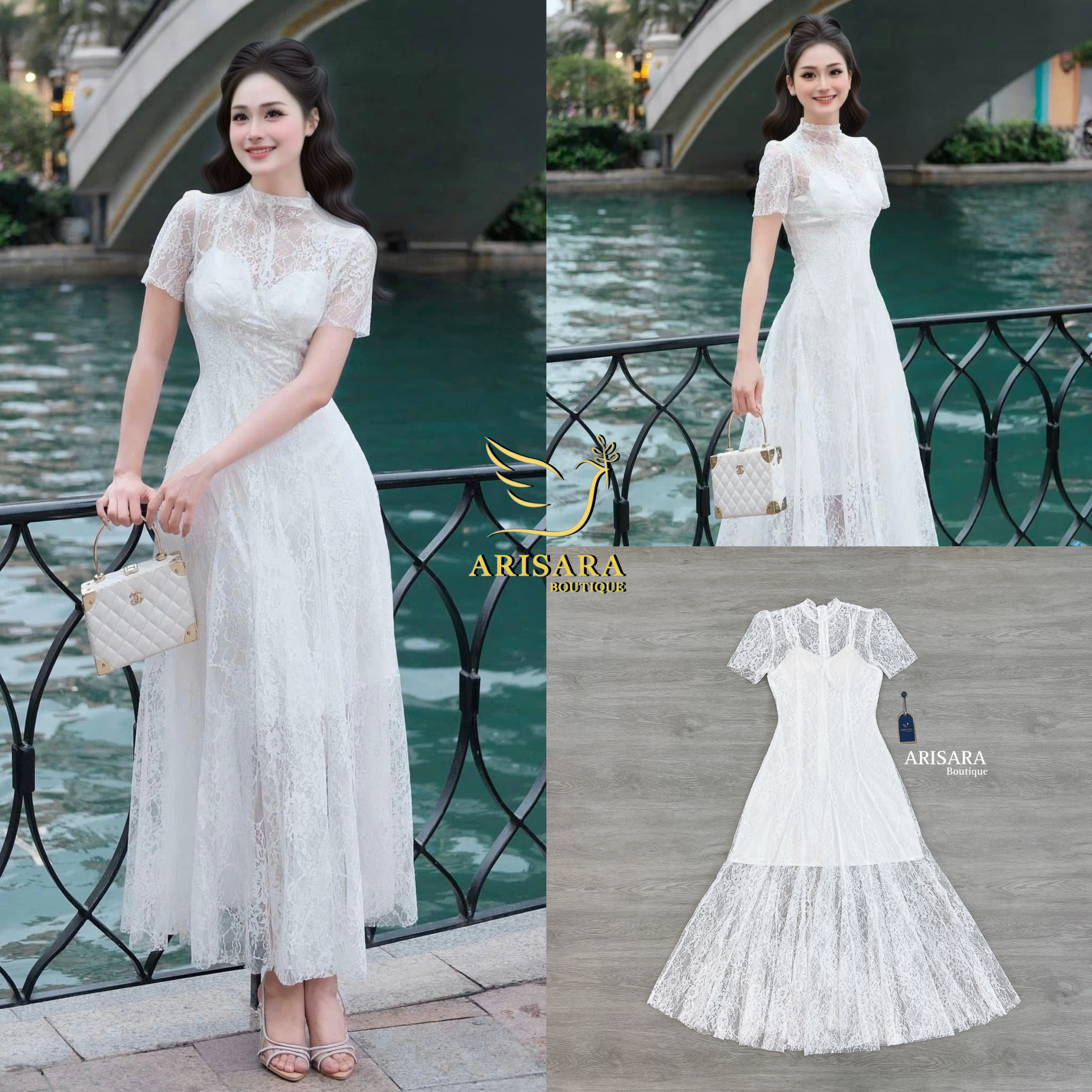 ชุดเดรสยาว ลูกไม้งานเกาหลี มีฟองน้ำเสริมทรง ซิปด้านหลัง มีซับในใส่ดินเนอร์หรือออกงานก็สวยปัง ห้ามพลาดชุดนี้เลยค่ะ ต้องมีติดตู้ไว้เลยค่ะ ❣️