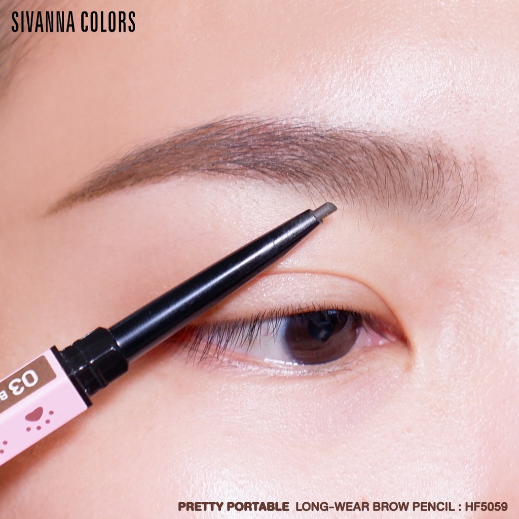 Sivanna Colors Pretty Portable Long-Wear Brow Pencil HF5059 ซีเวียน่า ดินสอเขียนคิ้วน้องแมว