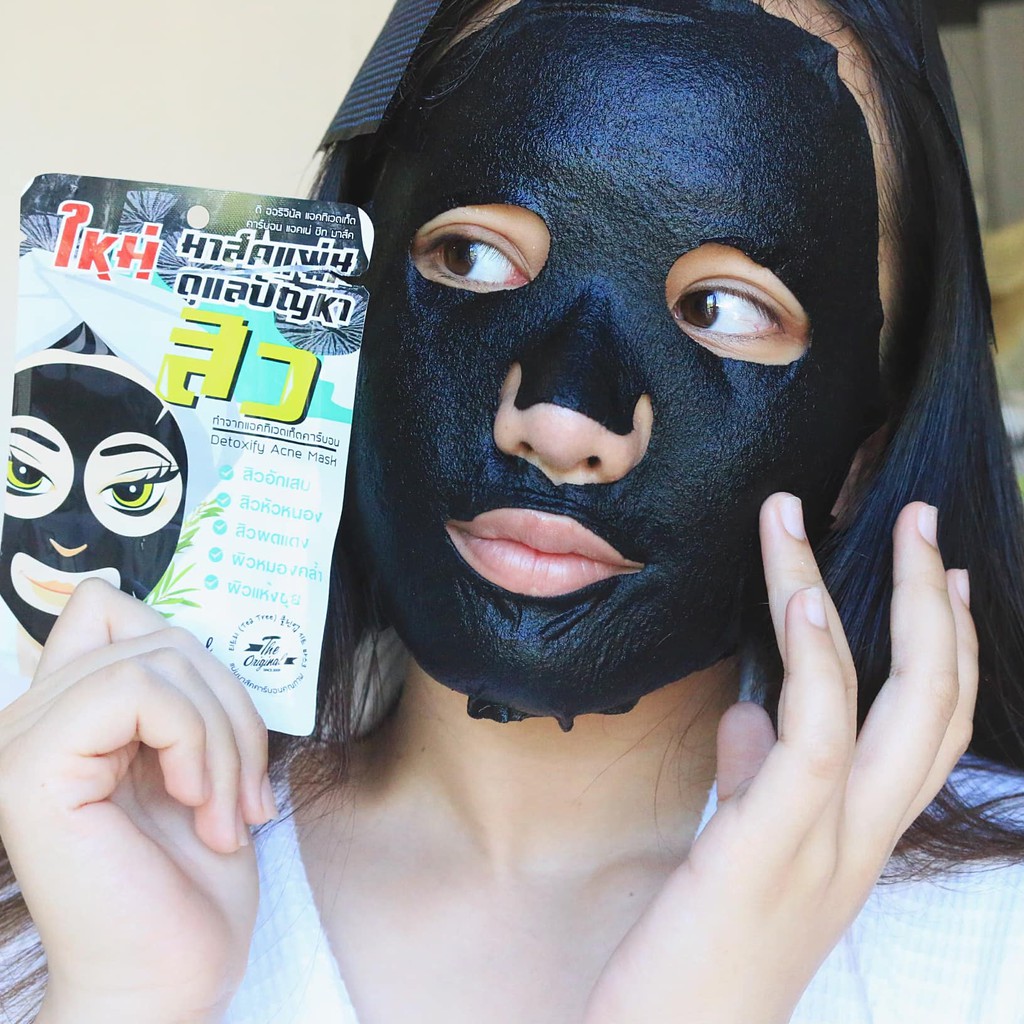 (1ซอง) The Original Charcoal Peel off Mask/Activated Carbon Acne Sheet Mask โคลนลอกสิวสะใจ / แผ่นมาส์กสิว