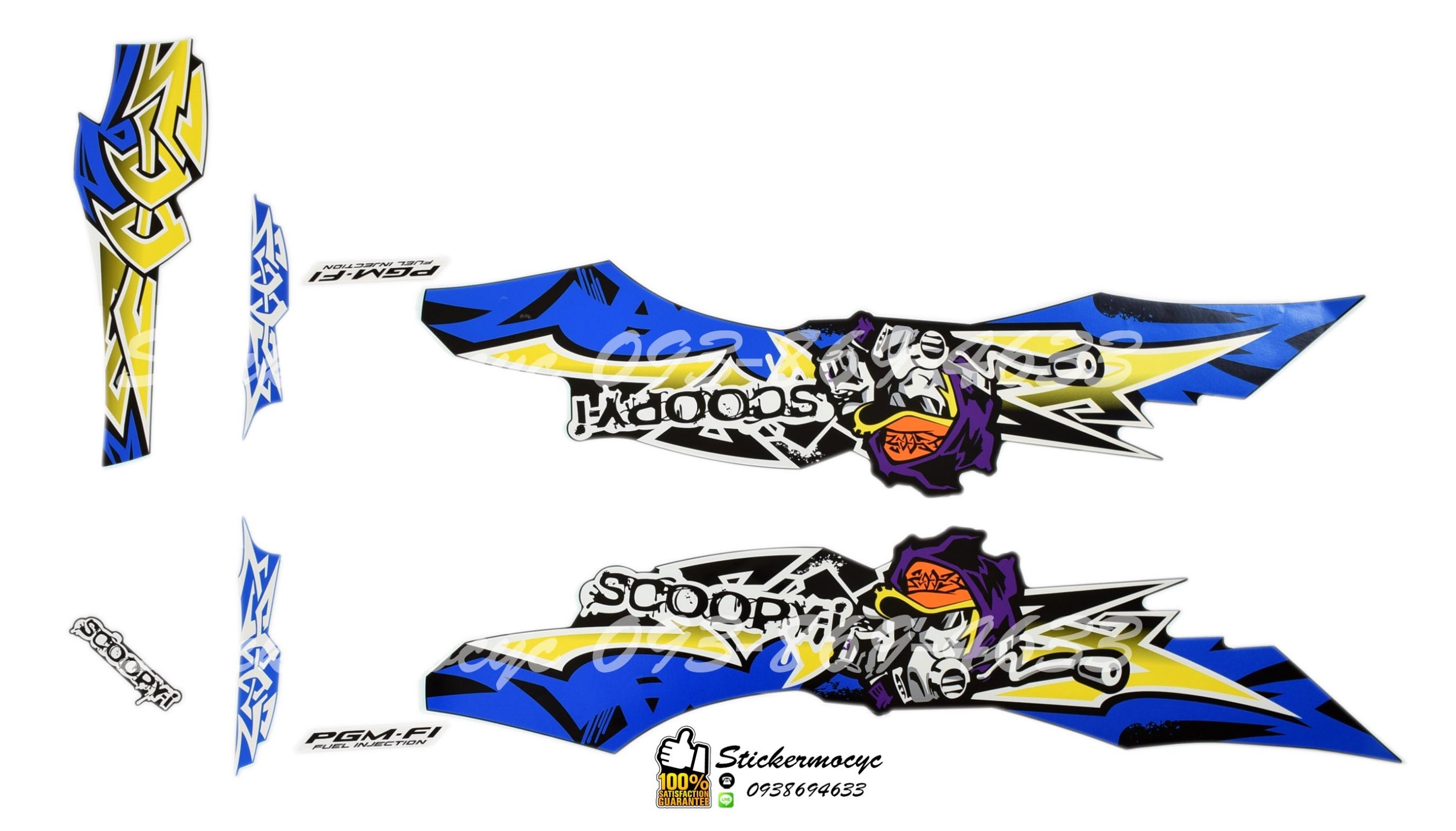 Sticker 3M HONDA SCOOPY I ปี 2010 รุ่น 4 Active boy ติดรถสี น้ำเงิน ดำ (เคลือบเงา) สติ๊กเกอร์ 3 M แท้ สติ๊กเกอร์ติดมอไซค์ ฮอนด้า สกู๊ปปี๊ไอ