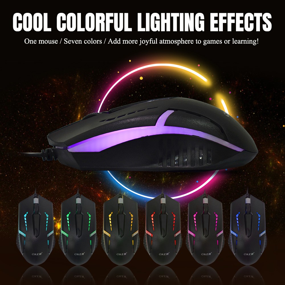 OKER RX7 MOUSE USB 3D LED 1000DPI ไฟ7สี SKU-02946