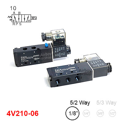 โซลินอยด์วาล์ว รุ่น 4V210-06 (Port 1/8") 5/2 Single Coil