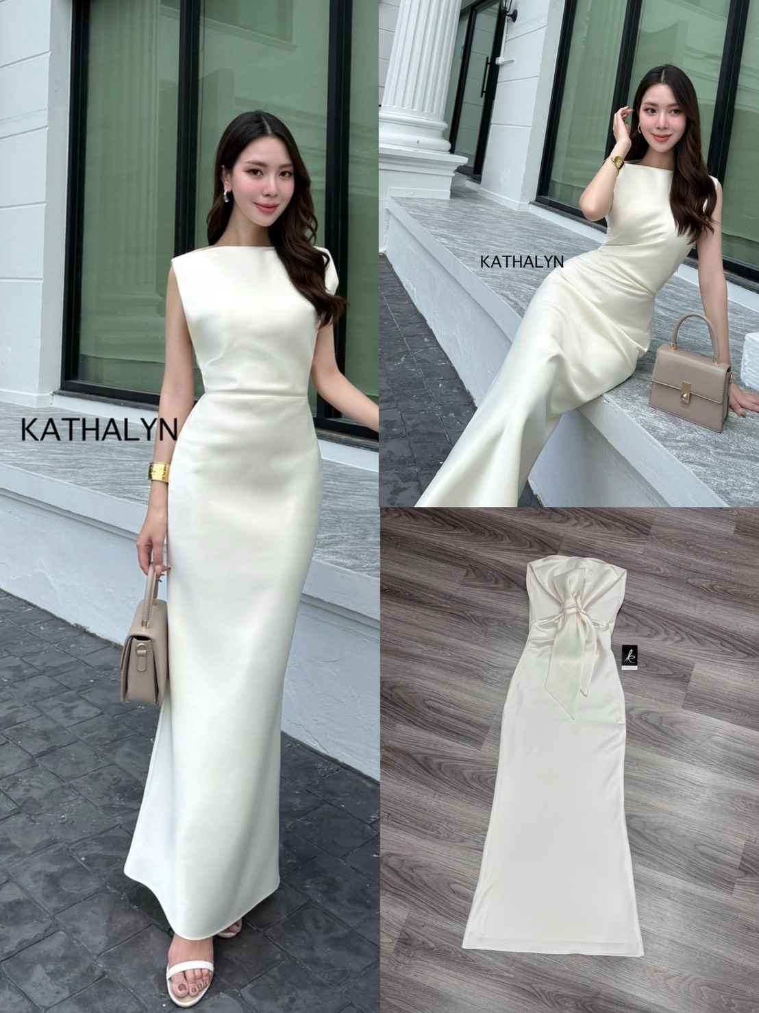 Tag : KATHALYN Detail : เดรสกระโปรงยาวแขนกุด ทรงพอดีตัวใส่กำลังสวย ผ้าดีเนื้อสวยหรูหราใส่ออกงานเข้าสังคมได้ สีสวยขับผิวใส่ได้ทุกโอกาสพิเศษ ด้านหลังแต่งโบว์ผูกได้ตามต้องการ พอผูกแล้วทำให้เว้าหลังเล็กน้อยกำลังสวย ปลายกระโปรงพลิ้วเล็กน้อย ความยาวกระโปรงกำลัง