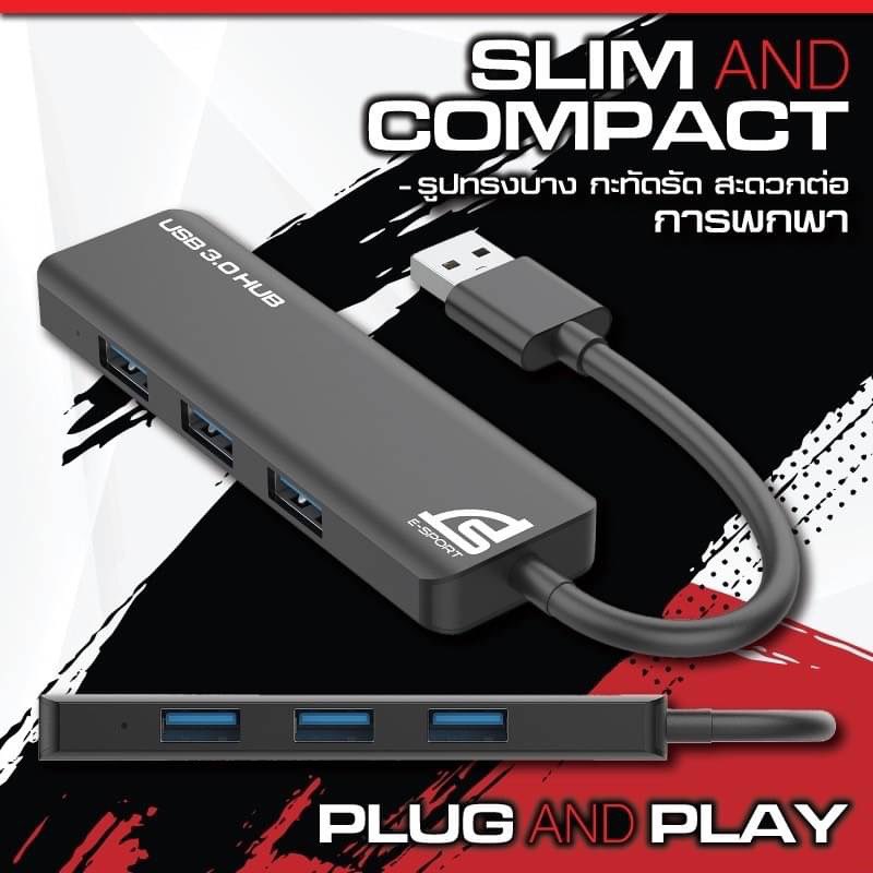 HB-301 SIGNO USB3.0 HUB 4port 5 Gbps สายยาว 1.5 ซม. HB-4P-SI-301BK