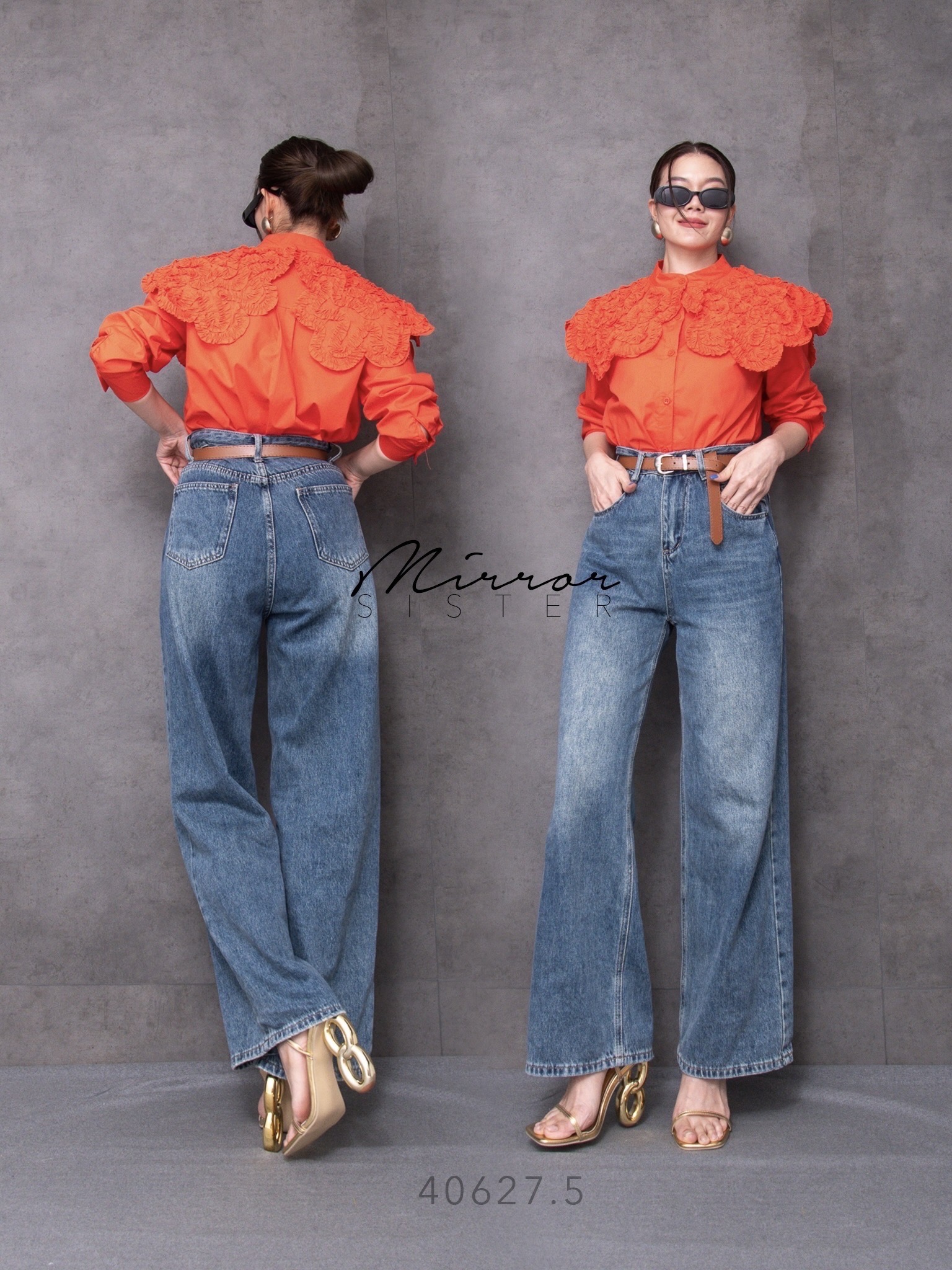 MiRRoRSiSTER's SéLé PReMiuM DeNiM PANTs with BELT•• กางเกงยีนส์สีเข้ม ขากระบอกทรงสวยมาก เนื้อผ้ายีนส์PreMiumไม่แข็งใส่สบายนุ่มผิวสุดๆ มาพร้อมเข็มขัดสีน้ำตาลหัวเข็มขัดอะไหล่เงินทรงเก๋