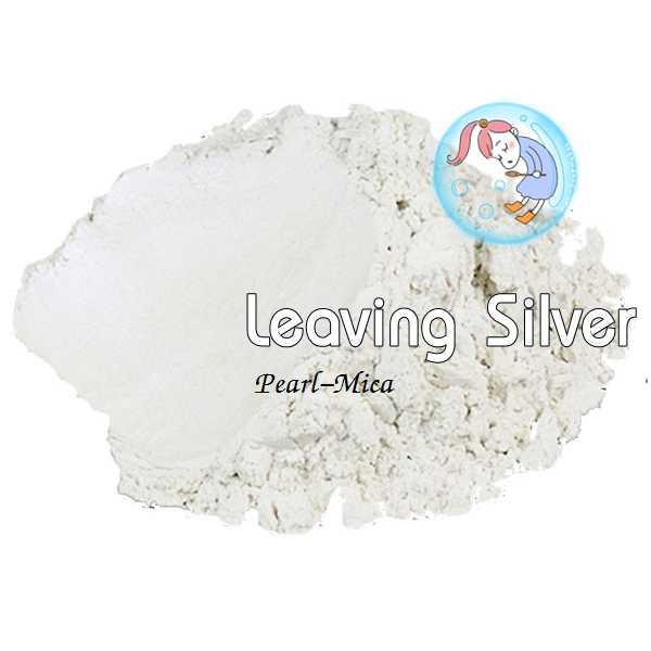 Color Silver : Leaving Silver mica pearlescent pigment/ สีขาว บอนซ์เงินประกายมุก / สีไมก้า ผงละเอียดมีประกาย