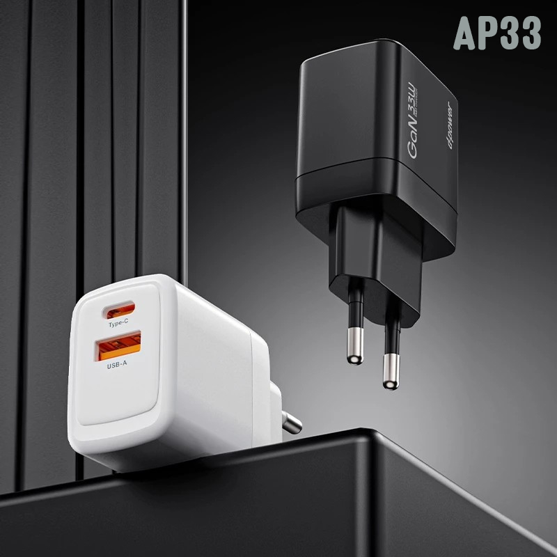 AP-33 (GaN 33W) d-power Type-C/USB-A Fast charging port MB-IP-CH-AP33B