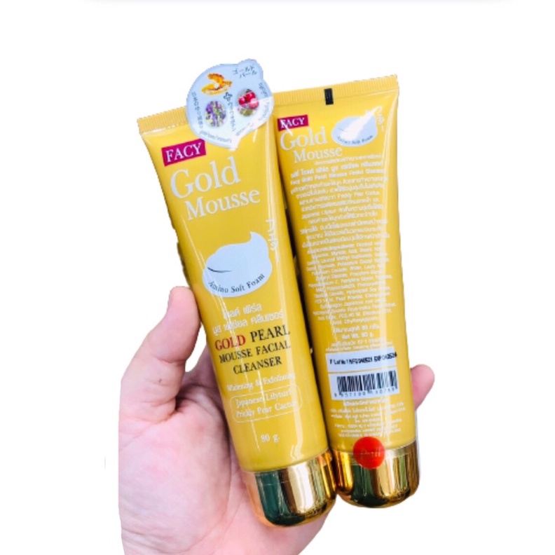 มูสโฟมล้างหน้าทองคำ + ไข่มุก Facy Gold Pearl Mousse Facial Cleanser 80 g