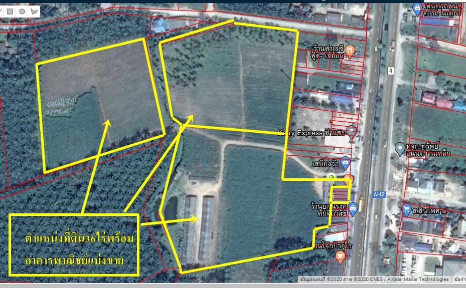 ขายที่ดินสวยอำเภอท่าแซะราคาถูกลดราคาพิเศษ 36 ไร่ พร้อมอาคารพาณิชย์แบ่งขายติดถนนใหญ่เพชรเกษม ตรงข้ามโรงพยาบาลอำเภอท่าแซะ ที่ดินเป็นผืนเดียวกัน จ.ชุมพร