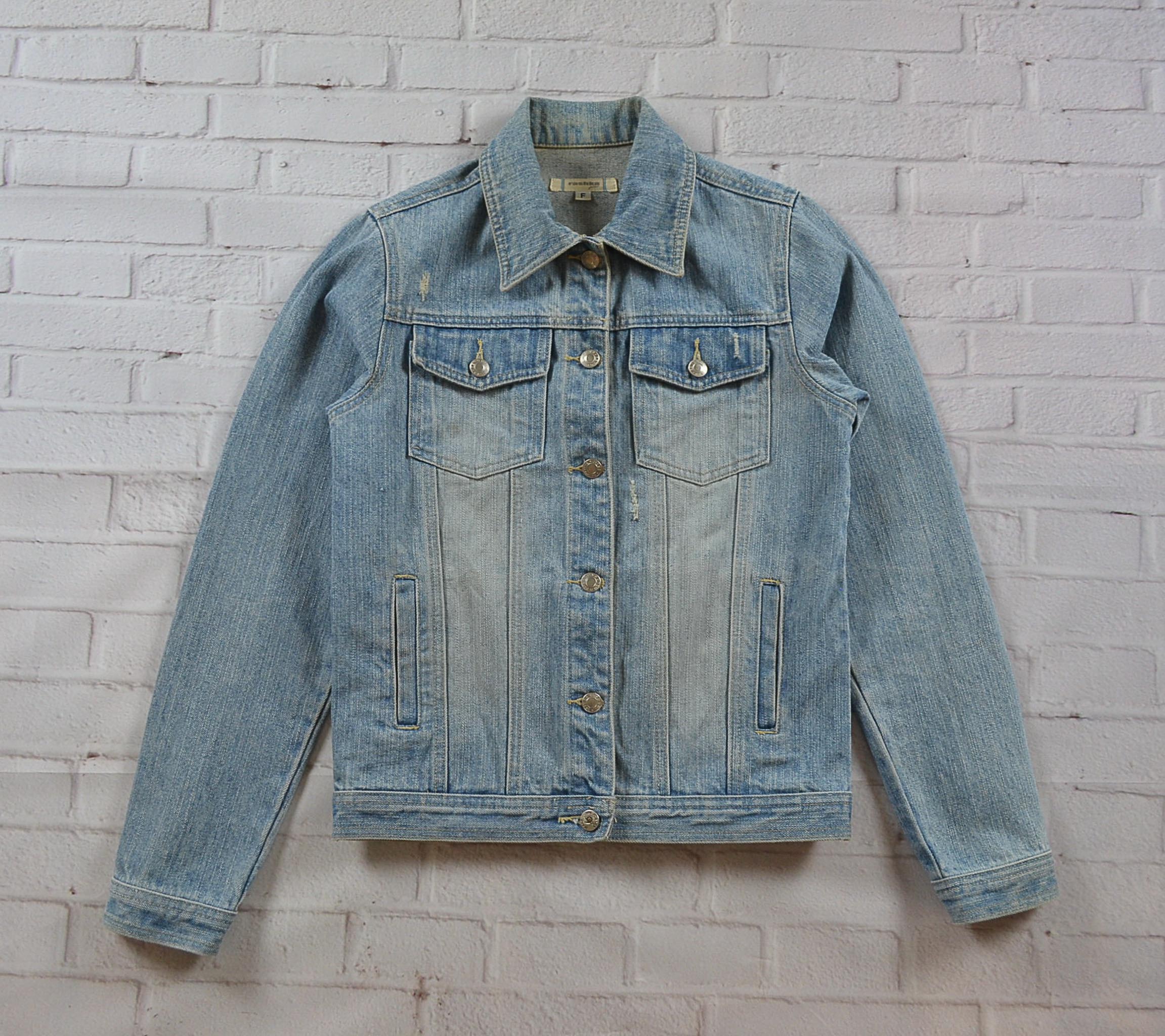 rashka อกจริง36' (S) เสื้อแจ็คเก็ตยีนส์ เสื้อยีนส์แขนยาวหญิงชาย ยีนส์แต่งขาด ผ้านุ่มใส่สบาย มีเป๋าข้างเป๋าใน