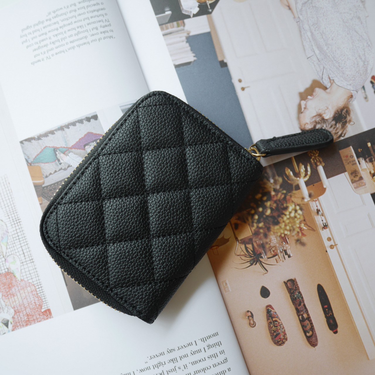 กระเป๋าสตางค์ใบสั้นซิปรอบเรียบรหรูดูแพงแบรนด์เนมชาแนลพรีเมี่ยมกิ๊ฟ Chanel Premium gift-หนังคาเวียร์สีดำอะไหล่ทอง