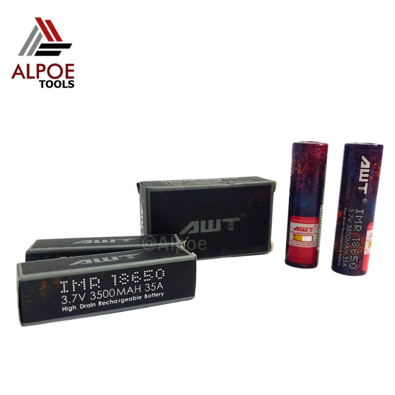 ถ่านชาร์จ AWT ดำ ถ่าน18650 หัวตัด 3500mAh 3.7V 35A