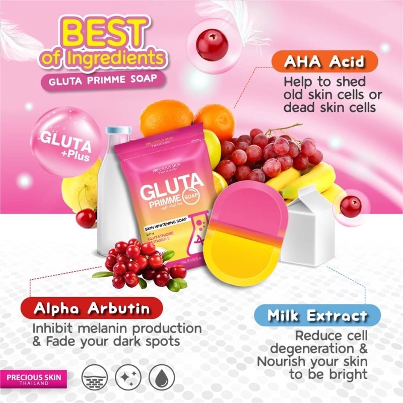 Gluta Primme Soap 100 g สบู่จากผลไม้หลากหลายชนิด