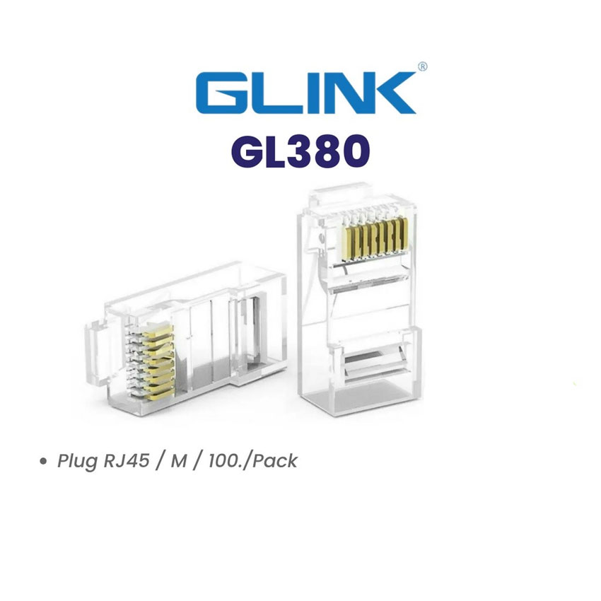 GLINK GL-380 JACK RJ45 CAT5 GLINK 100/pack หัวใส NW-GO-XX-00016
