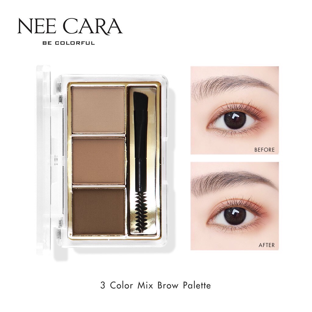 NEE CARA 3-COLOR MIX BROW POWDER Palette N300 นีคาร่า ที่เขียนคิ้ว แบบฝุ่น