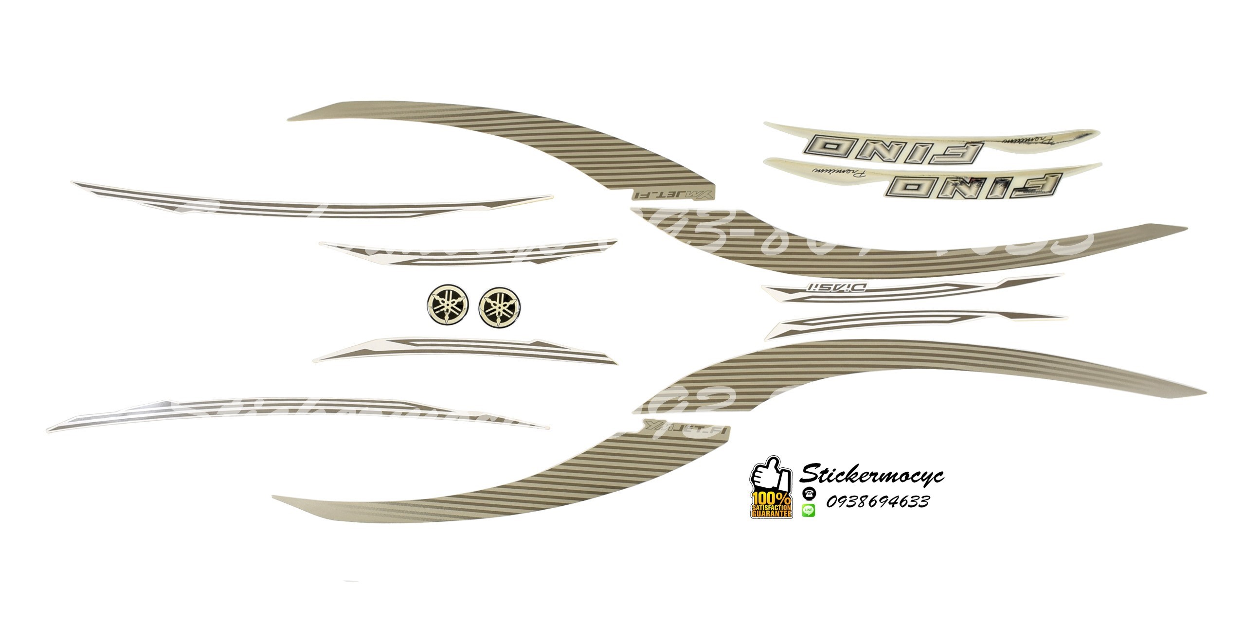 Sticker 3M Yamaha Fino ปี 2013 รุ่น 26 Premium ติดรถสี ขาว น้ำตาล (เคลือบเงา) สติ๊กเกอร์ 3 M แท้ สติ๊กเกอร์ติดมอไซค์ ยามาฮ่า ฟีโน่