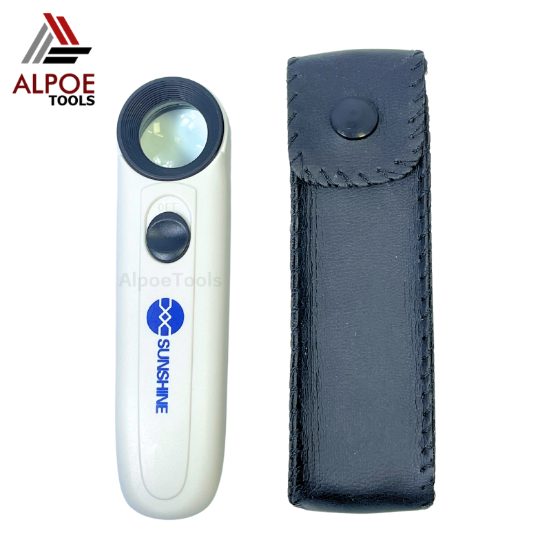 แว่นขยาย แบบด้ามจับ มีไฟ LED ใส่ถ่าน เลนท์หนาพิเศษ กำลังขยาย 40X รุ่น MG6B-1B