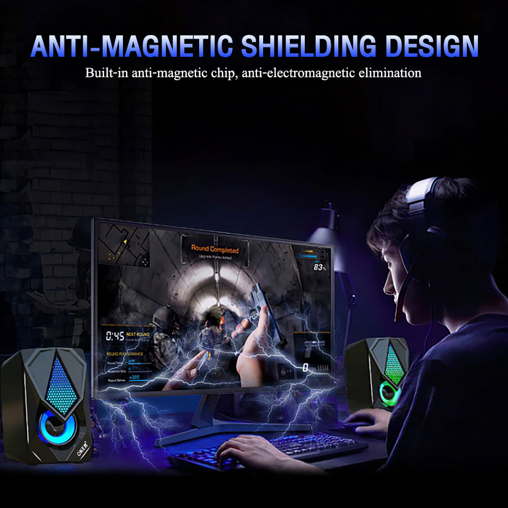 SP-569 OKER SPEAKER 2.1 มีไฟ USB RGB SP-OK-20-569BK