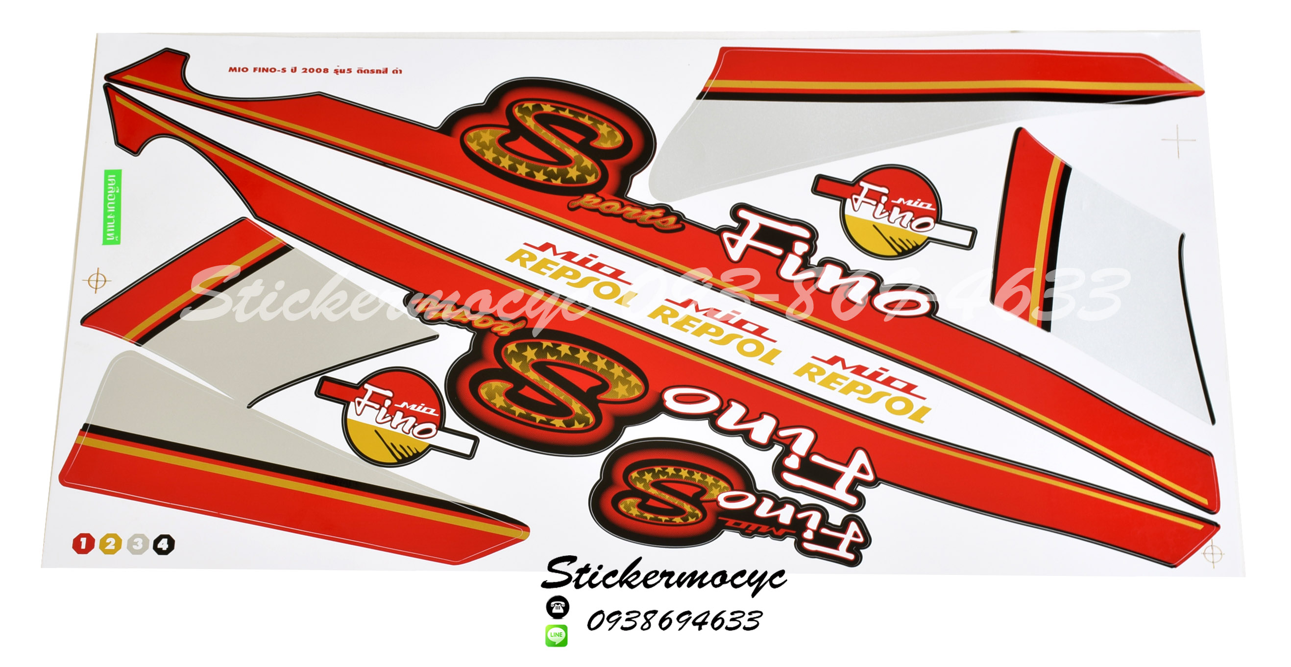 Sticker YAMAHA Fino ปี 2008 รุ่น 5 ติดรถสี ดำ สติ๊กเกอร์ ติดรถมอเตอร์ไซค์ ยามาฮ่า ฟีโน่