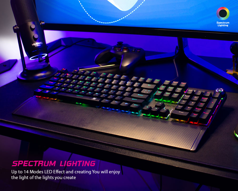 NUBWO Mechanical Blue Switch Gaming Keyboard Spectrum Lighting RGB EDITION [Black] X-28 SORCERER SKU-01742