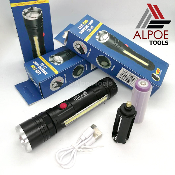 ไฟฉายแรงสูง หลอด T6 มีไฟข้าง มีแม่เหล็ก มาพร้อมอุปกรณ์ชาร์จ รุ่น JX-409