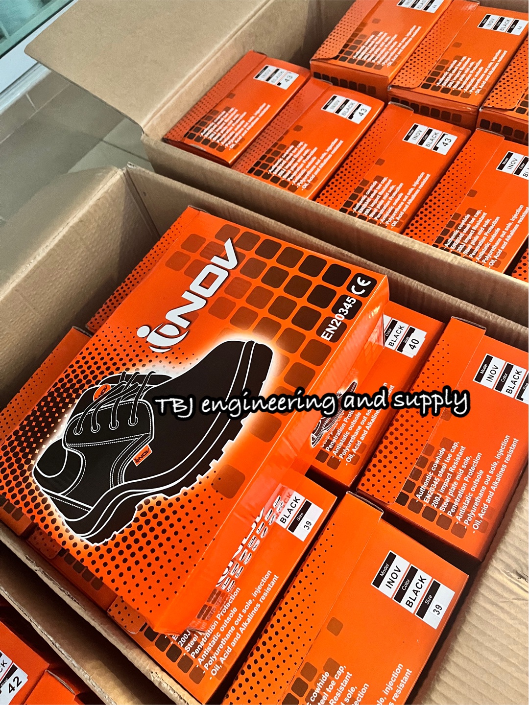 INOV : รองเท้าเซฟตี้หุ้มส้น หนังวัวแท้ พื้นเส้นใยคาร์บอนป้องกันไฟฟ้าสถิตย์ พื้นเสริมเหล็ก