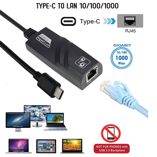 TYPE-C TO RJ45 (USB TO LAN) 10/100/1000Mbps US-GO-RJ-00005