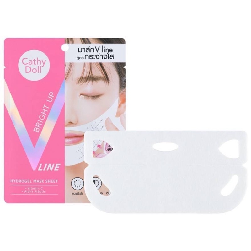 (6แผ่น/กล่อง) Cathy Doll) BRIGHT UP V LINE HYDROGEL MASK SHEET มาส์กไฮโดรเจล ยกกระชับหน้า ผิวกระจ่างใส มาส์กหน้าเรียว