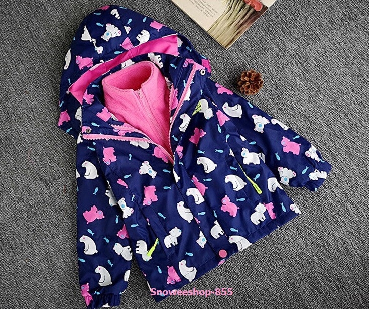 เสื้อกันหนาวเด็กใส่ลุยหิมะ 2 ชิ้น แจ็คเก็ตตัวนอกกันหิมะ และ ตัวข้างในบุกำมะหยี่ทั้งตัวเหมาะสำหรับใส่ลุยหิมิ