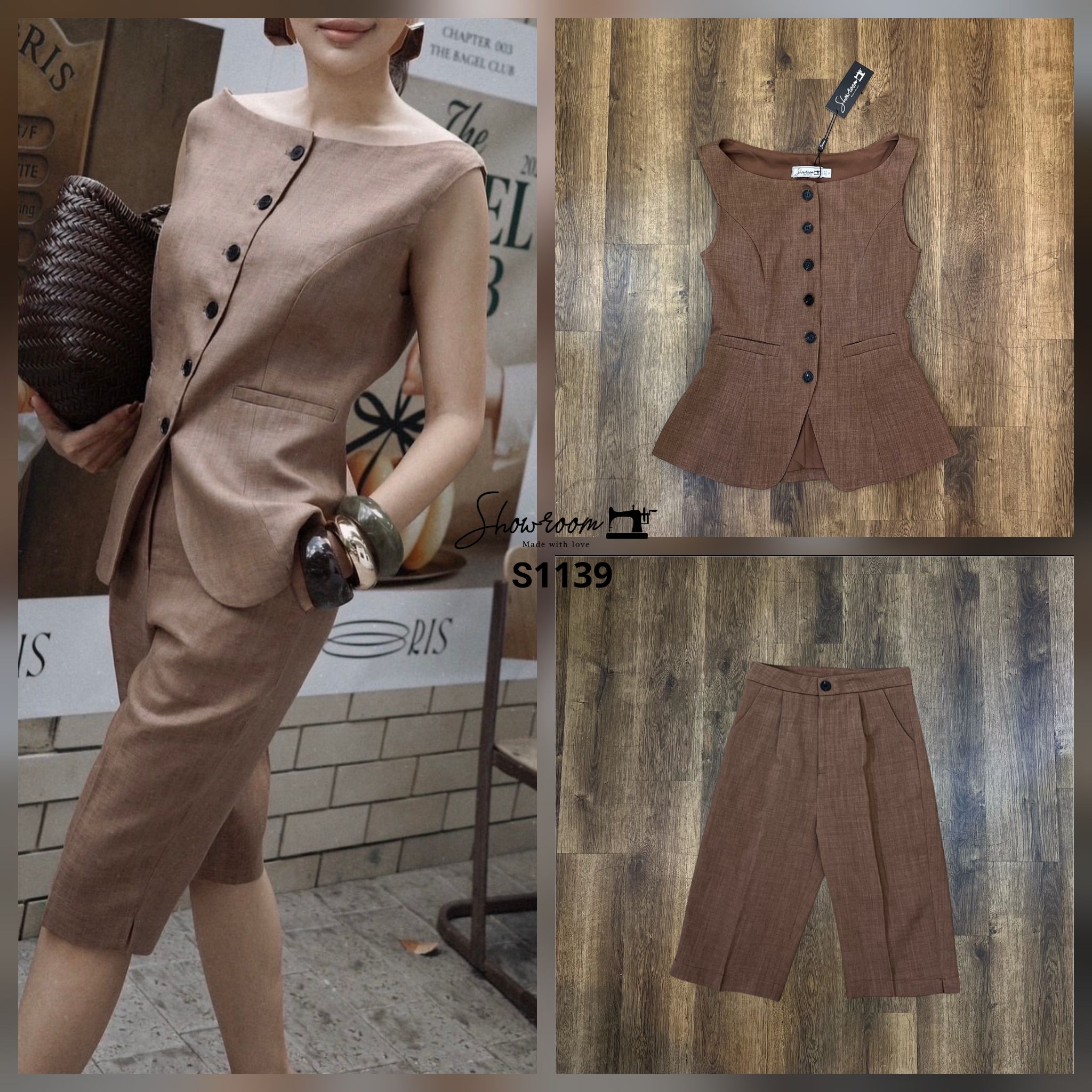S1139 เซ็ตนี่คือดีย์ เป็นเซ็ตติดแกรมที่ต้องมีติดตู้นะจ๊ะ ตัวเสื้อคอปาดๆดูเก๋มาก กางเกงทรงฮิตติดเทรนด์สุด ใช้ผ้าอย่างดีในการตัดเย็บค่ะ บุซับ งานสวย มาในโทนสีครีมสีน้ำตาลมอคค่าผู้ดีสุด สวมใส่ออกมาคือ ดูแพงมาก คอมพลีทลุคครบจบในชุดเดียว #showroombrand #งานป้า