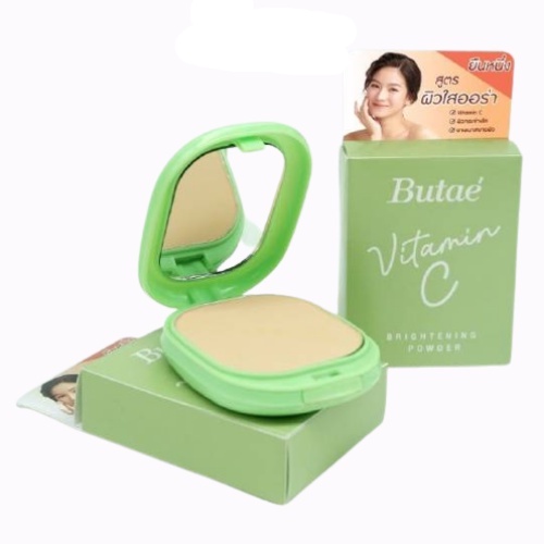 Butae Vitamin C (สีเขียว) Brightening Poeder สูตรผิวใสออร่า แป้งพัฟ ผสมรองพื้น 11กรัม