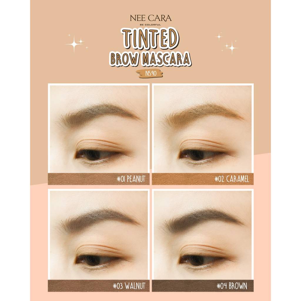 NEE CARA TINTED BROW MASCARA 4.5กรัม N590 นีคาร่า มาสคาร่าคิ้ว คัลเลอร์ฟูล ทินท์ บราวน์