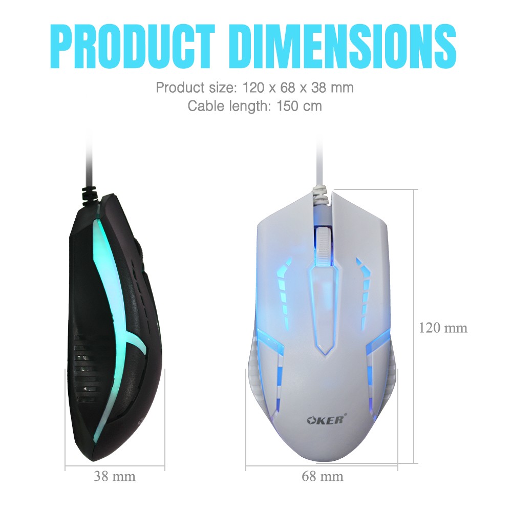 OKER RX7 MOUSE USB 3D LED 1000DPI ไฟ7สี SKU-02946