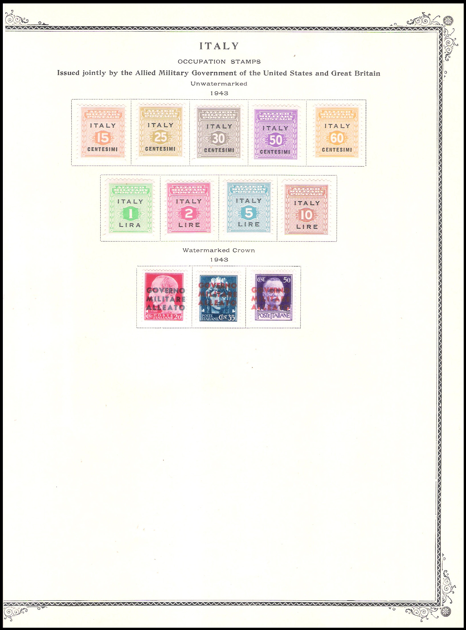3 SHEETS 1943-1947 Italy World War II AMG VG Allied Military Government Venezia Guilia (34 Stamps)