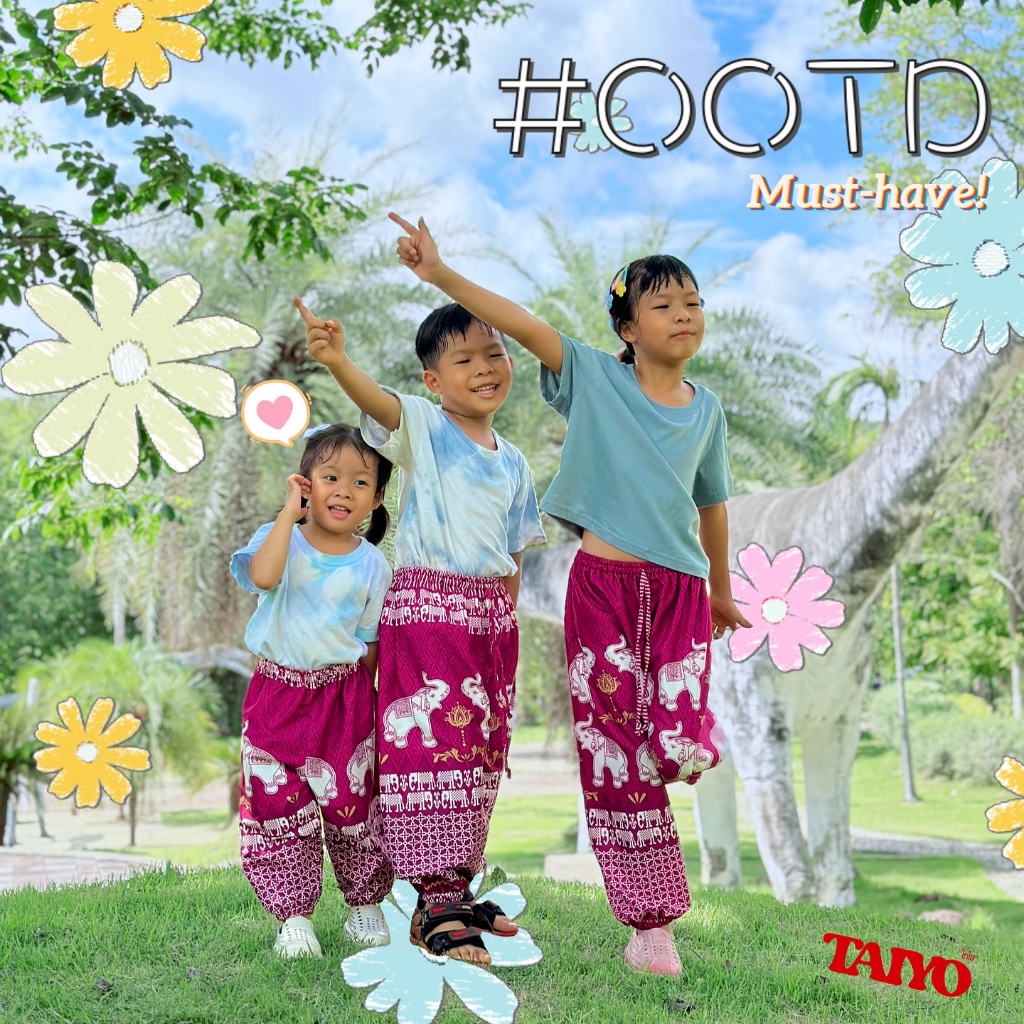 กางเกงช้าง รุ่น สุขอนันต์ 6-12 ขวบ ขาจั้ม 🐘 ผ้าไหมญี่ปุ่น งานเย็บไทย 💯% 🍃🍃 ใส่สบาย พร้อมส่ง LOOM