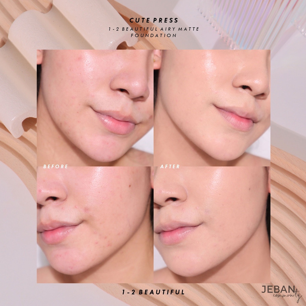 (6ซอง/กล่อง) Cute Press 1-2 Beautiful Airy Matte Foundation 5 g คิวท์เพรส ครีมรองพื้น 5 กรัม