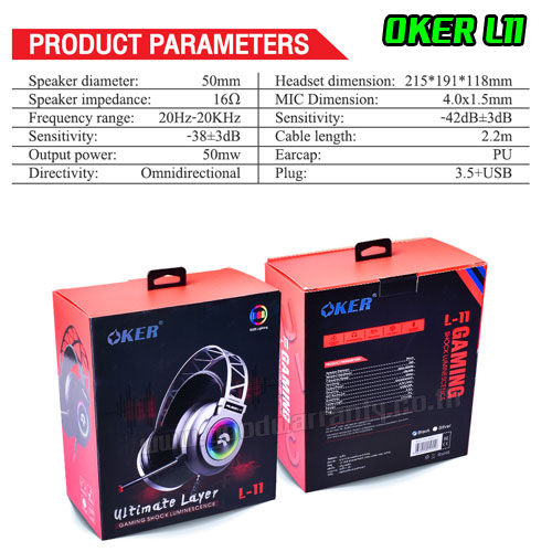 OKER L-11 OKER GAMING SHOCK LUMINESENCE HEADPHONE+MIC หูฟัง มีไฟ SKU-01734