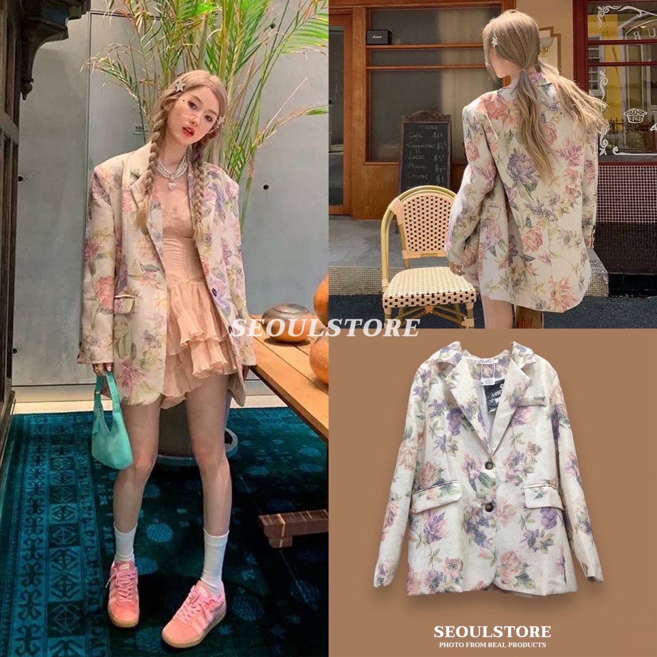 เสื้อสูทตัวยาว ลายดอกไม้ สีสันสดใส งานเกรดพรีเมี่ยม มีซับในอย่างดีค่ะ