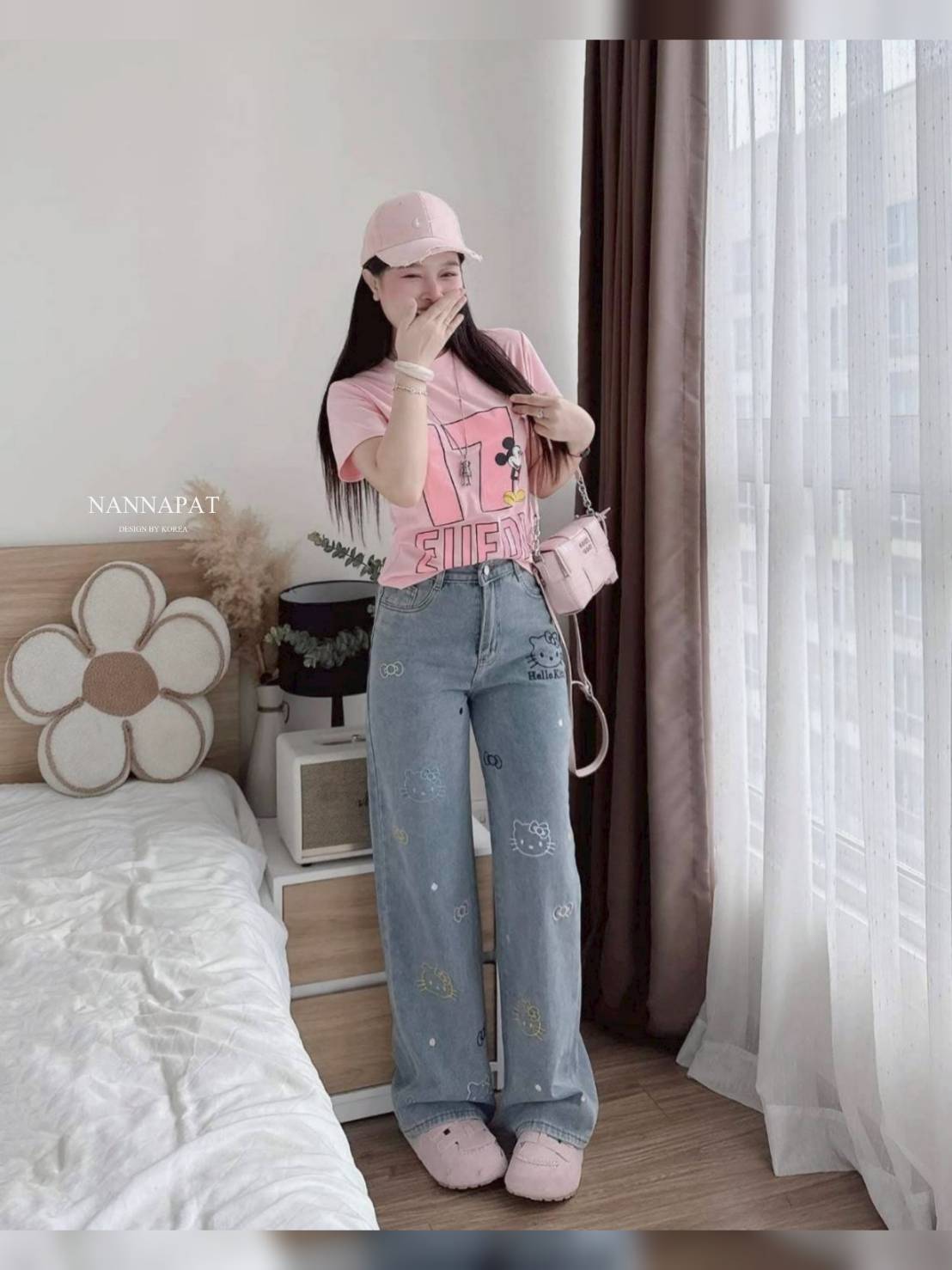🎗 TAG :: NANNAPAT (NP) 🎗️ CONCEPT SET เสื้อยึดผ้าดีมาก +กางเกงยีนส์แท้ฟอกซีด ทรงสวย +หมวกเซ็ทนี้ได้ไป 3 ชิ้นเ