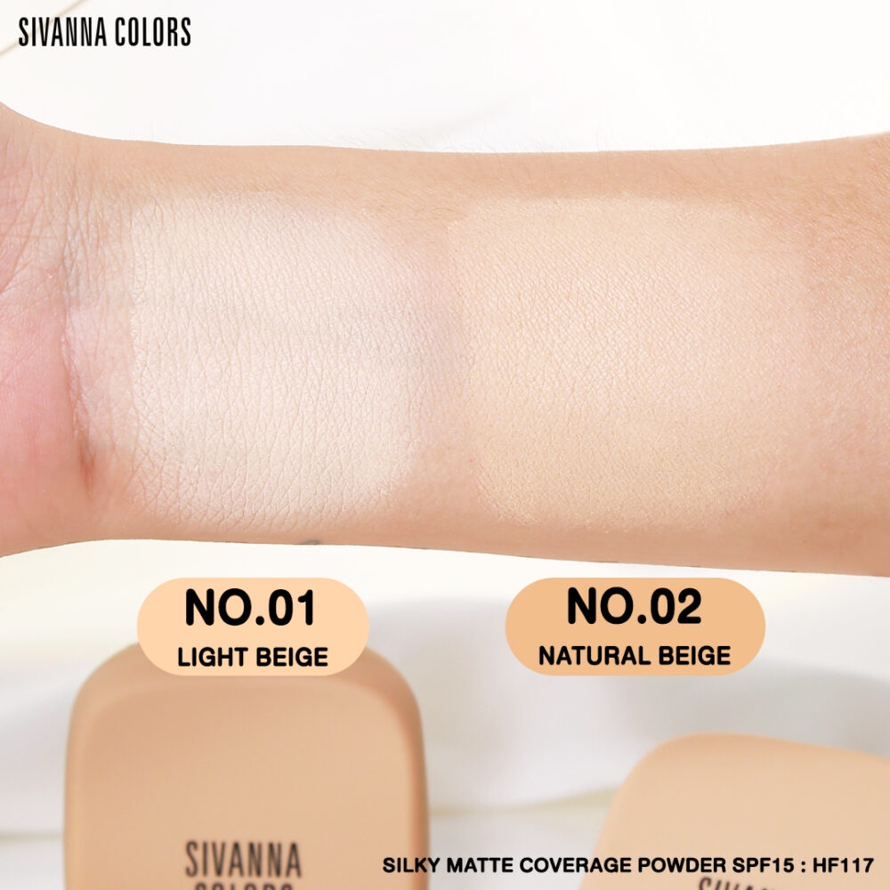 สิวันนา แป้งพัฟ ผสมรองพื้น แป้งตลับ ปกปิด คุมมัน 7g HF117 Sivanna Colors Silky Matte Coverage Powder SPF15 ❤