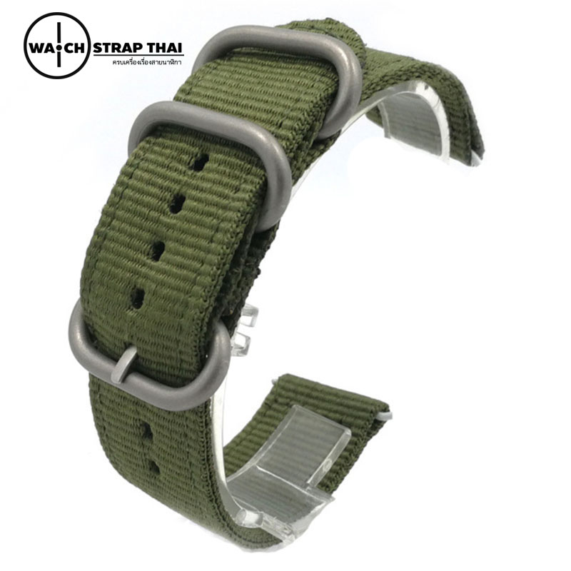 สายนาฬิกา สายนาฬิกาผ้าไนลอน SET02 Black Nylon Watch Strap สีเขียว Green มีขนาด 20 , 22 mm