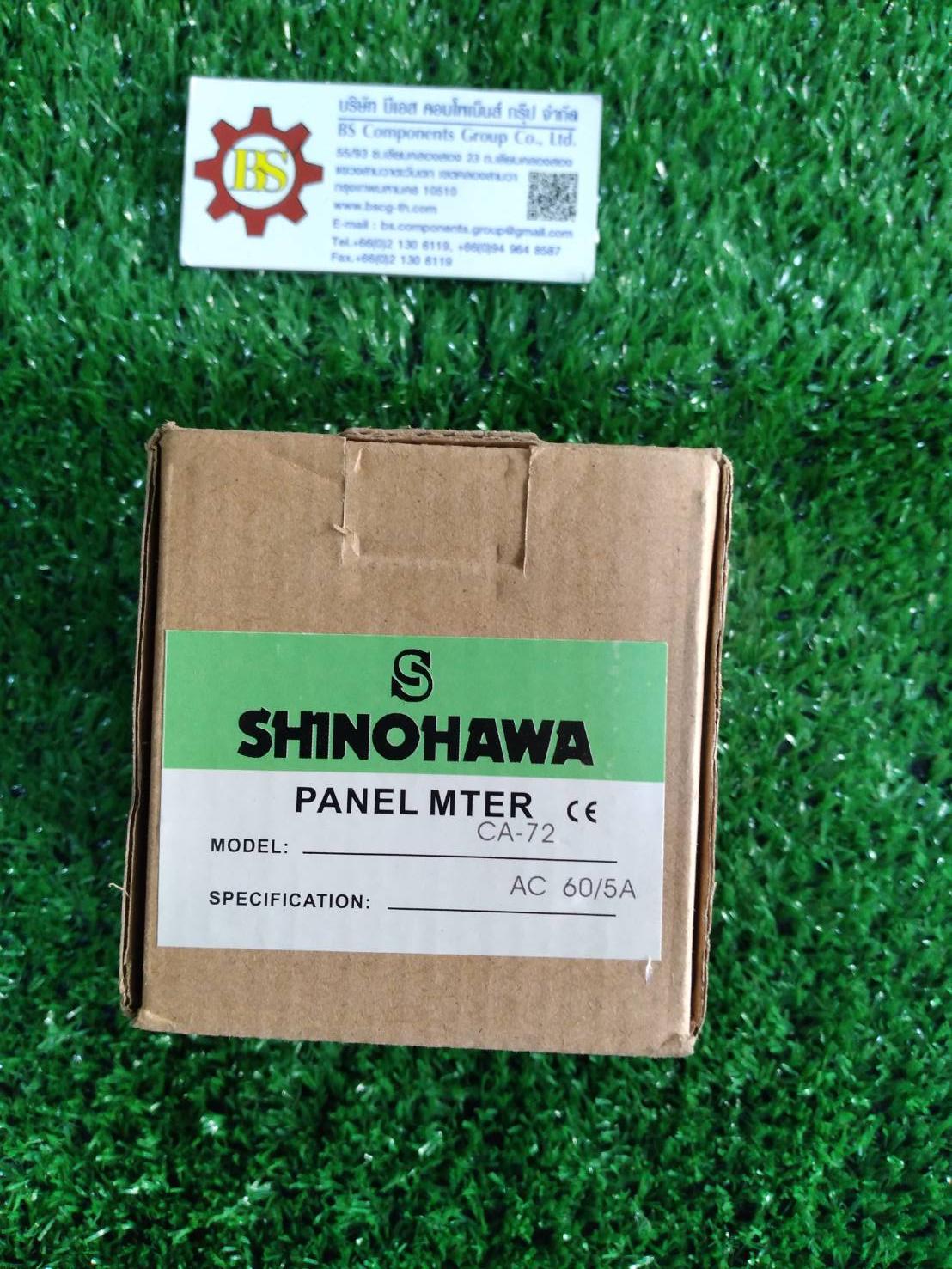 SHINOHAWA : AC Amp meter CA-72 72x72mm. 60/5A (รูเจาะ68x68mm.)