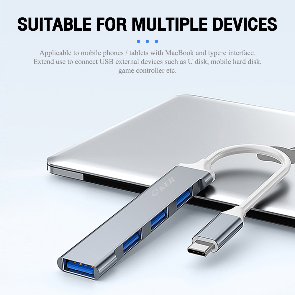 H-347 OKER TYPE-C TO USB3.0 HUB 4PORT HB-4P-OK-347BK