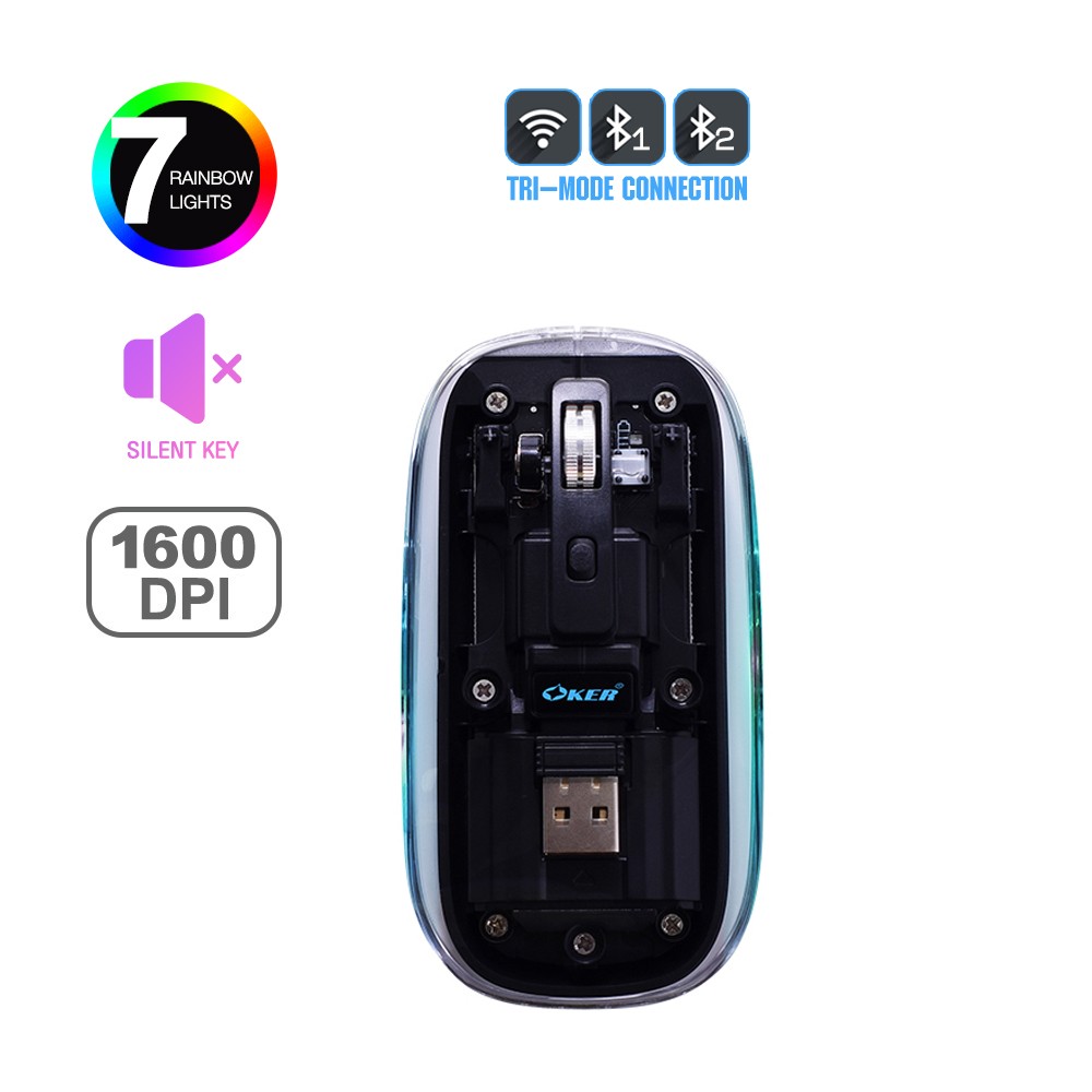 OKER T47 WIRELESS MOUSE BLUETOOTH TRANSPARENT SKU-02961