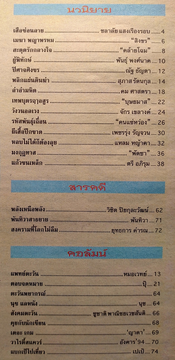 ตะวันสแควร์ ปีที่ 30 ฉบับที่ 1538 จันทร์ 14 ตุลาคม 2545 (วัชรี สมบูรณ์)