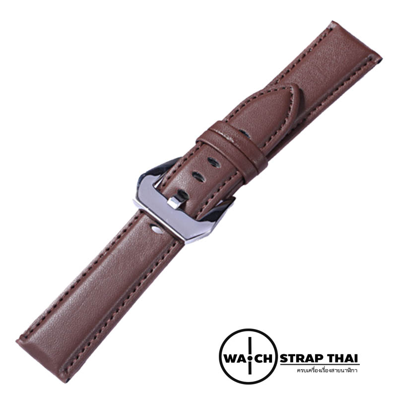 สายนาฬิกาหนังวัว SET04 Leather Strap สีน้ำตาลเข้ม Dark Brown ขนาด 20 , 22 มม สำหรับ Rolex,Seiko,Panerai